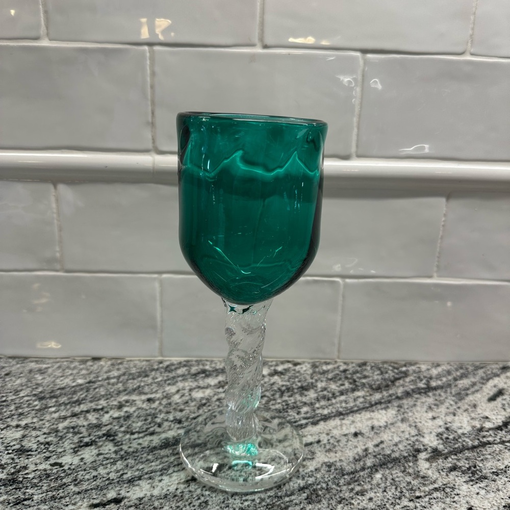 Blenko Green Wine Glass